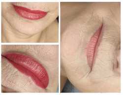 Makijaż permanentny ust z wypełnieniem przed i po zabiegu